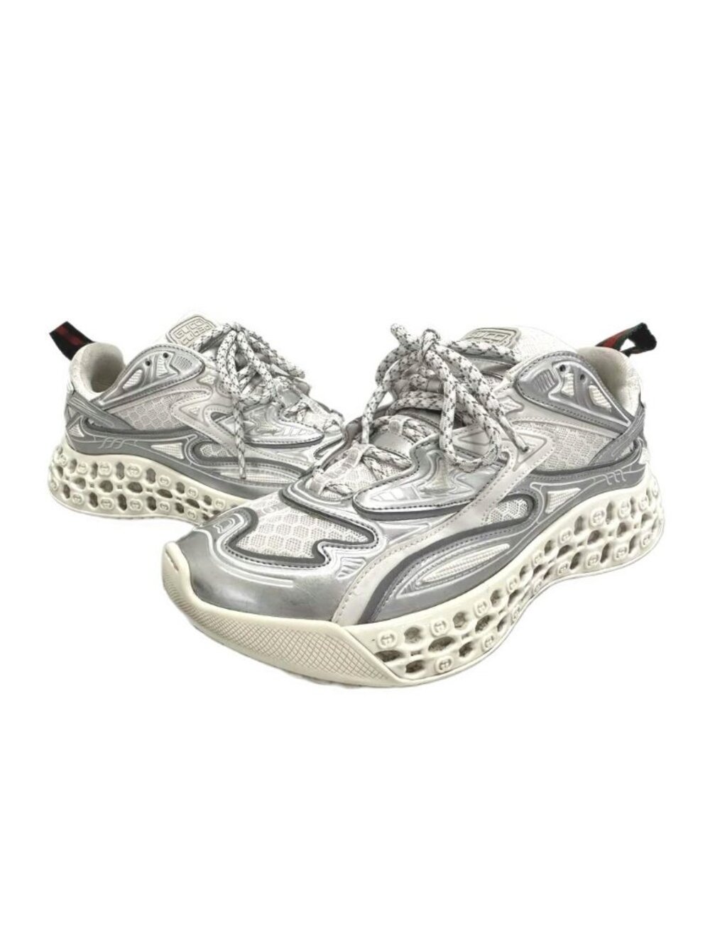 Gucci T Cube Demetra Mesh GG Sole Low Top Sneakers Silver White